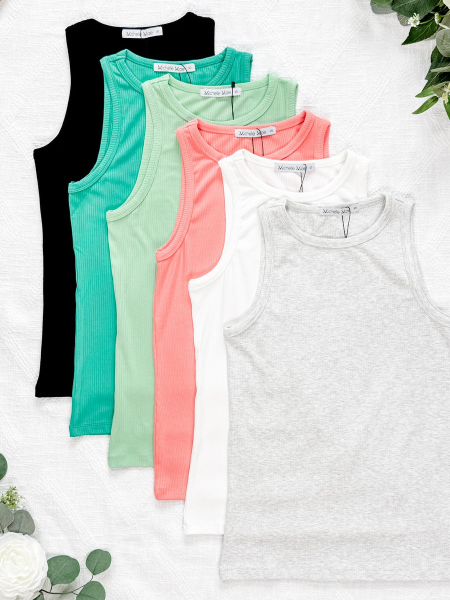 WAREHOUSE Tara Ribbed Tank - Heathered Grey