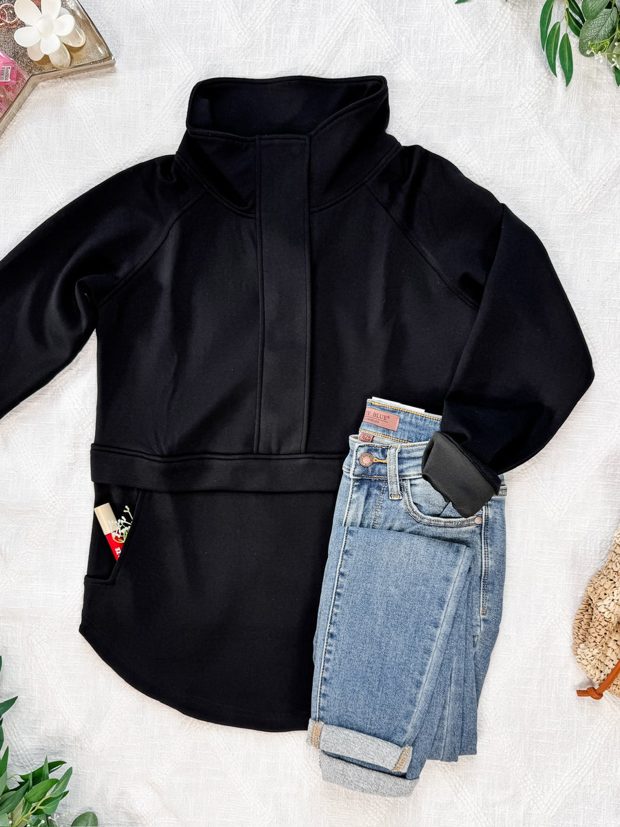 WAREHOUSE Mia Scuba Halfzip - Black