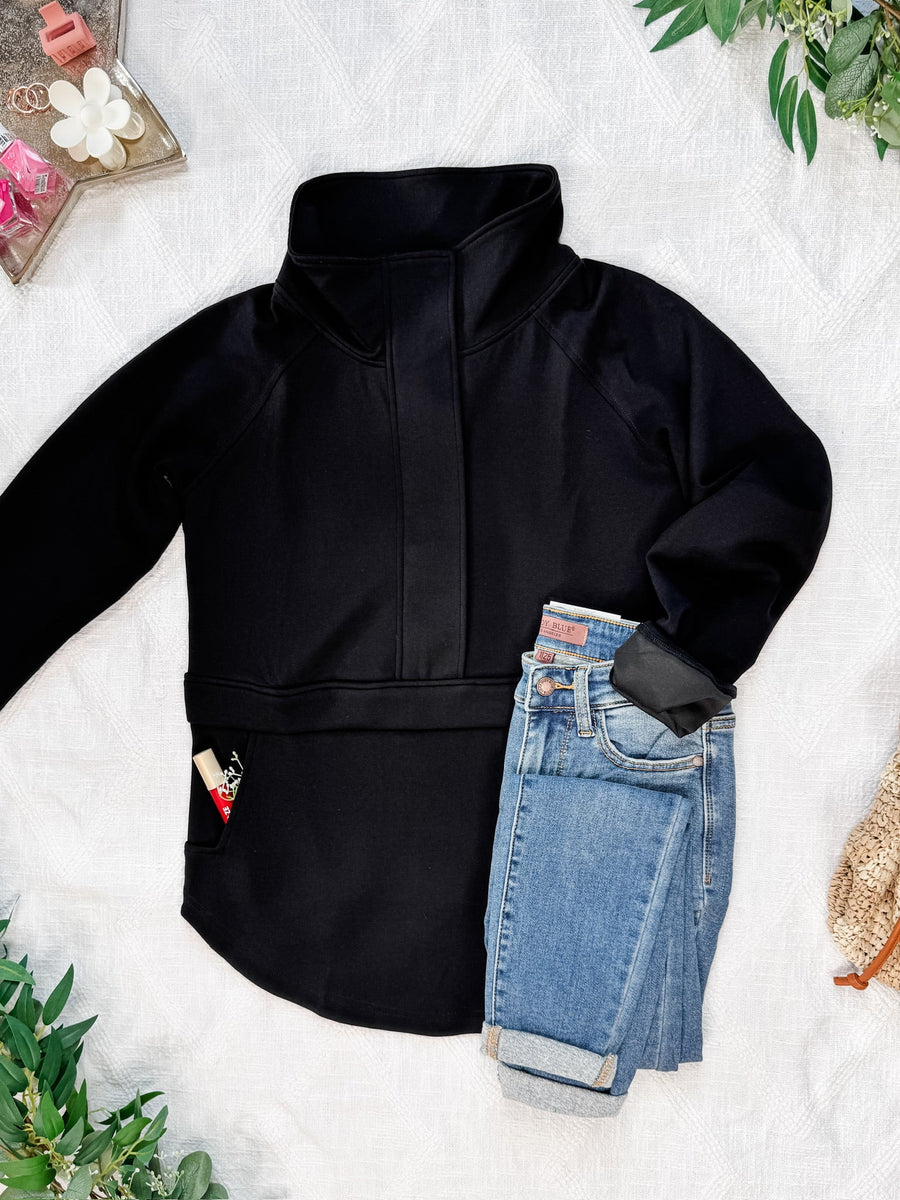 WAREHOUSE Mia Scuba Halfzip - Black