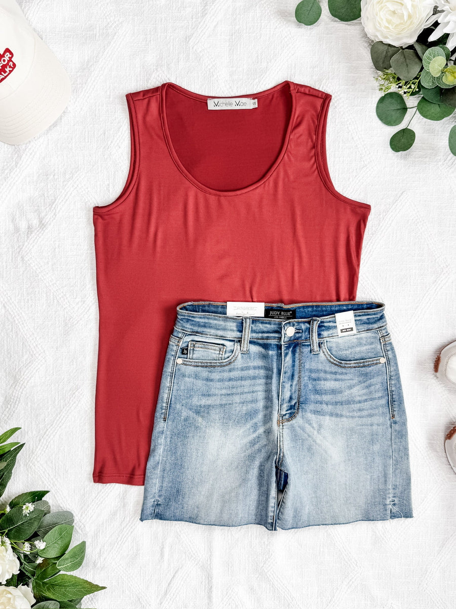 IN STOCK Luxe Crew Tank - Papaya