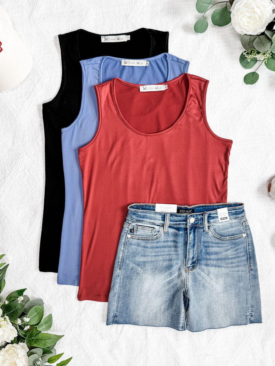 IN STOCK Luxe Crew Tank - Black