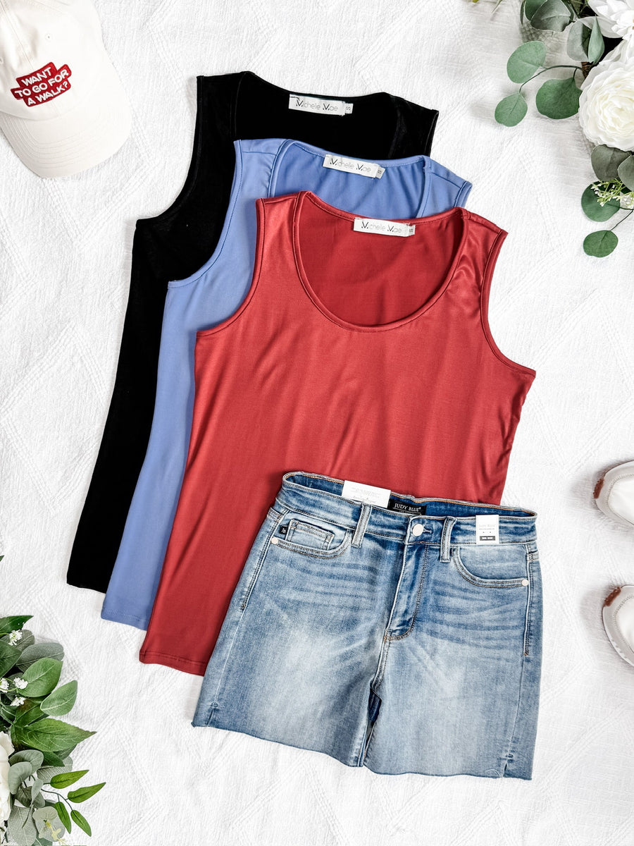 IN STOCK Luxe Crew Tank - Black