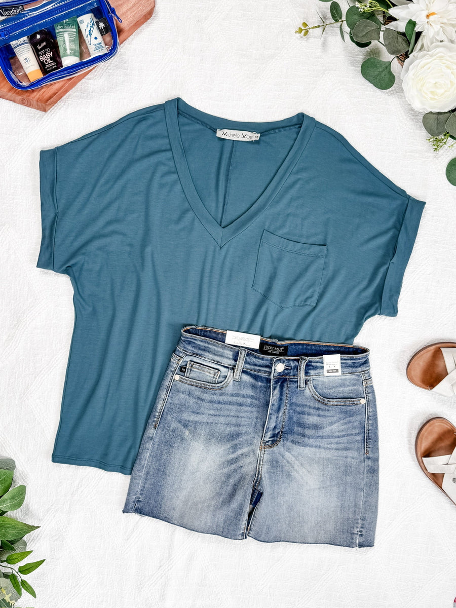 IN STOCK Sierra Pocket Top - Light Teal