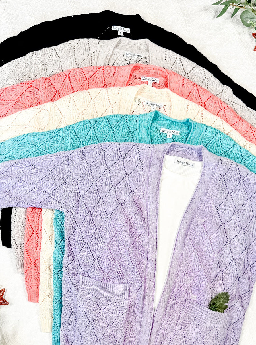 WAREHOUSE Open Knit Cardigan - Ivory