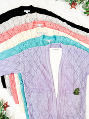 WAREHOUSE Open Knit Cardigan - Black