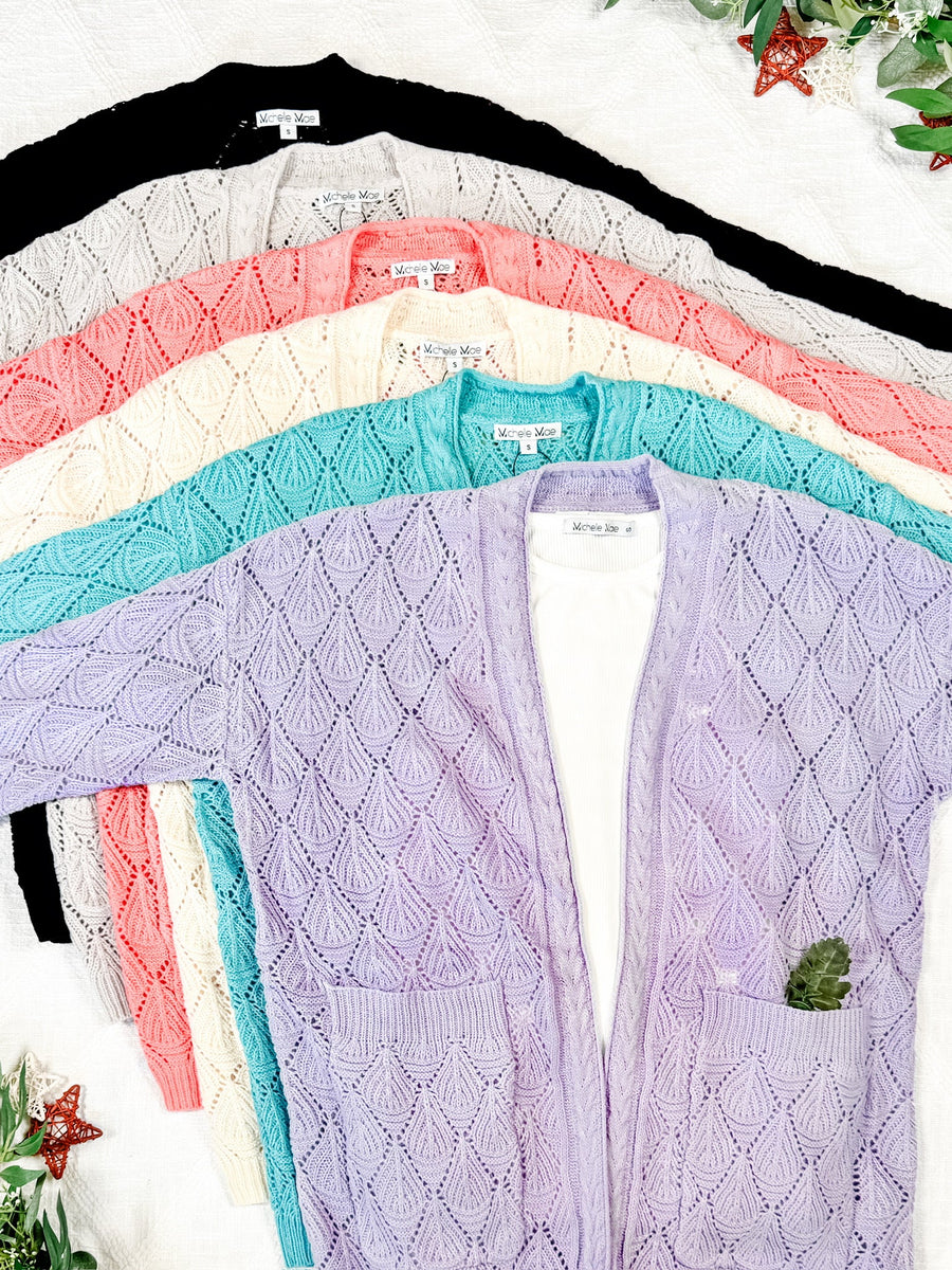 WAREHOUSE Open Knit Cardigan - Neutral