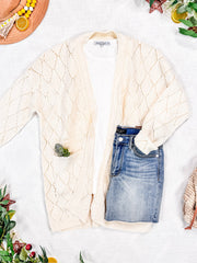 WAREHOUSE Open Knit Cardigan - Ivory