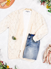 WAREHOUSE Open Knit Cardigan - Ivory