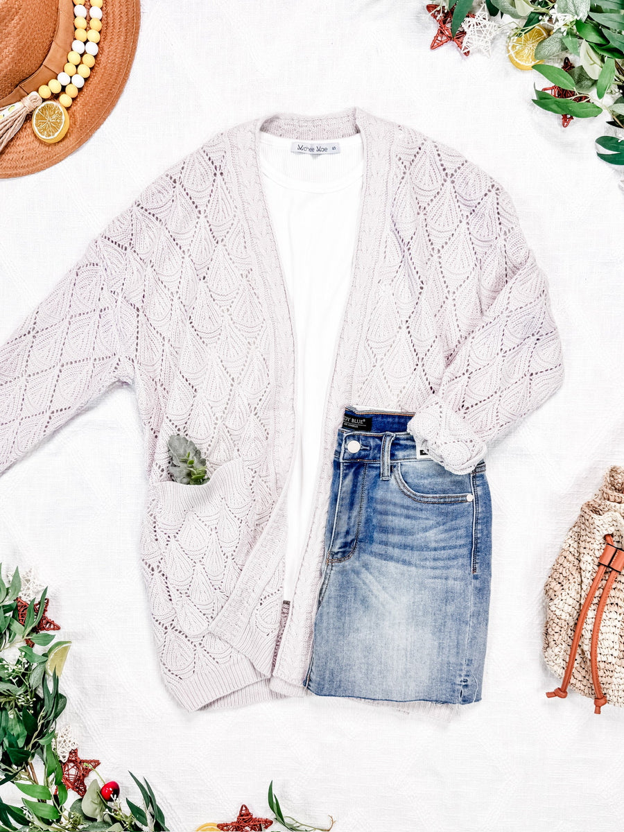 WAREHOUSE Open Knit Cardigan - Neutral