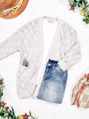 WAREHOUSE Open Knit Cardigan - Neutral