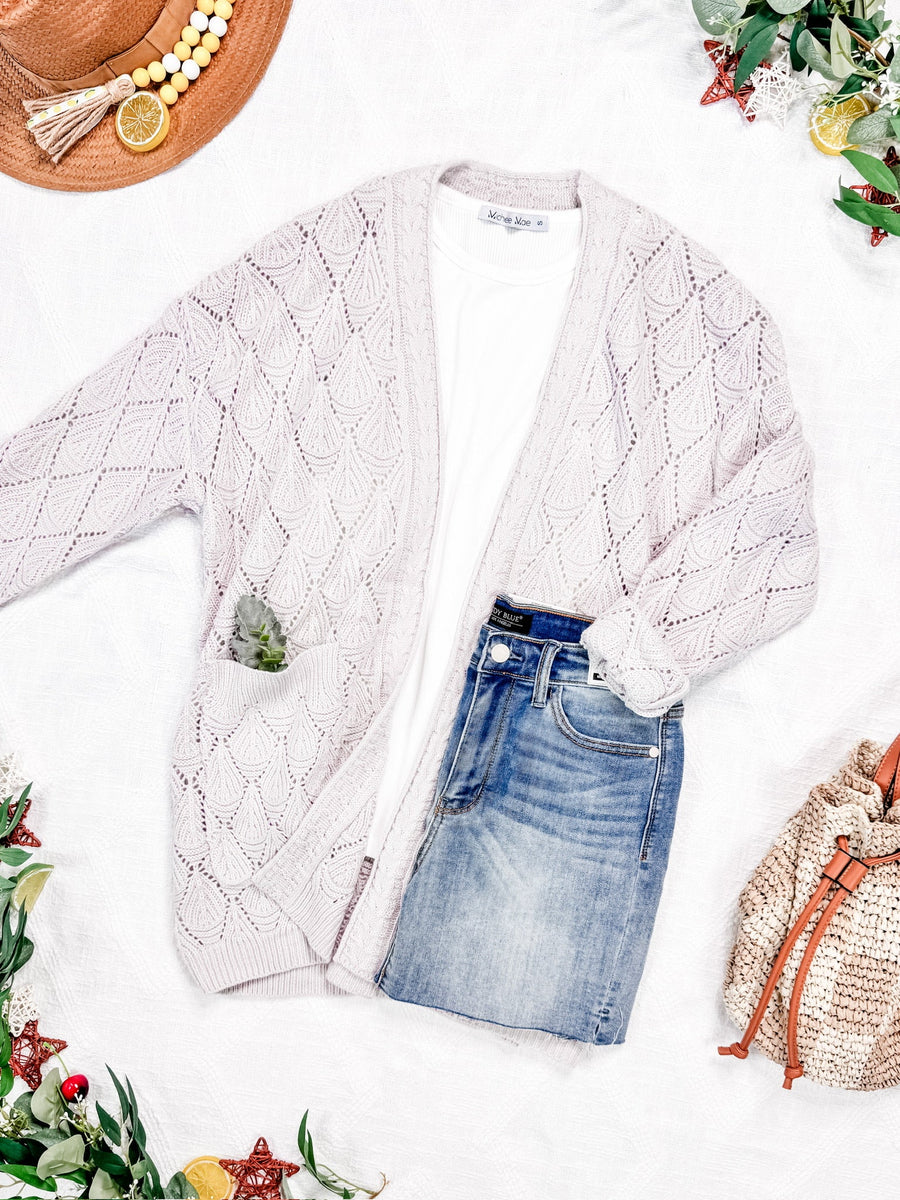 WAREHOUSE Open Knit Cardigan - Neutral