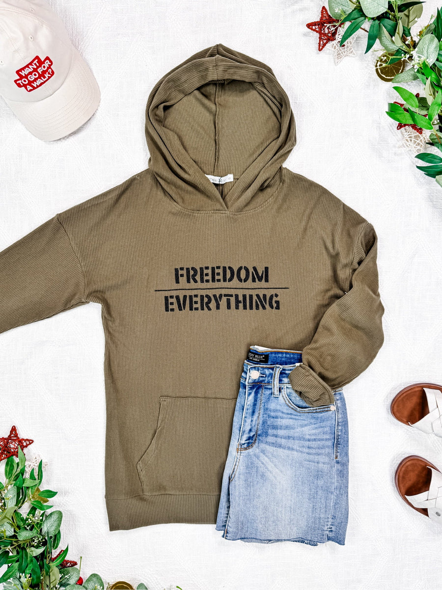 WAREHOUSE Corrine Embroidered Hoodie - Freedom Over Everything