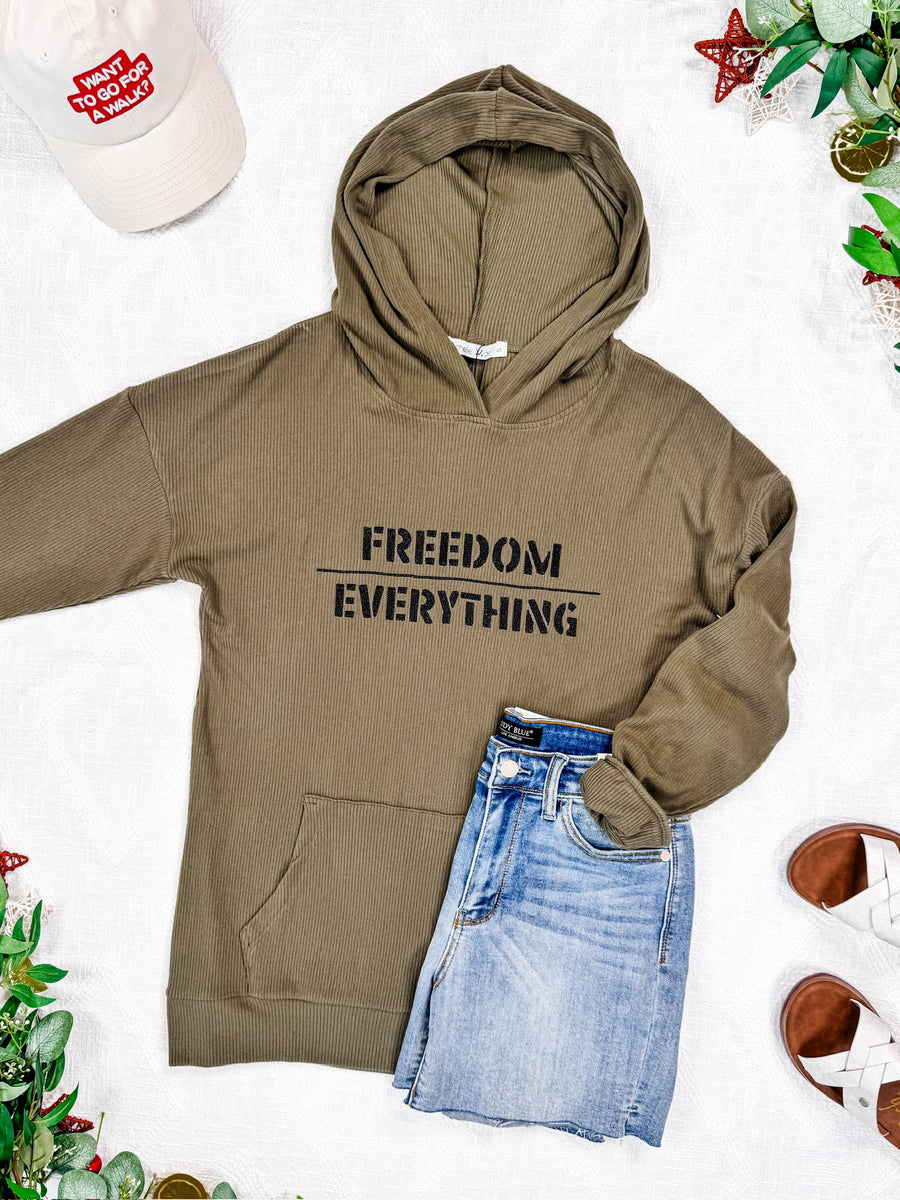 WAREHOUSE Corrine Embroidered Hoodie - Freedom Over Everything