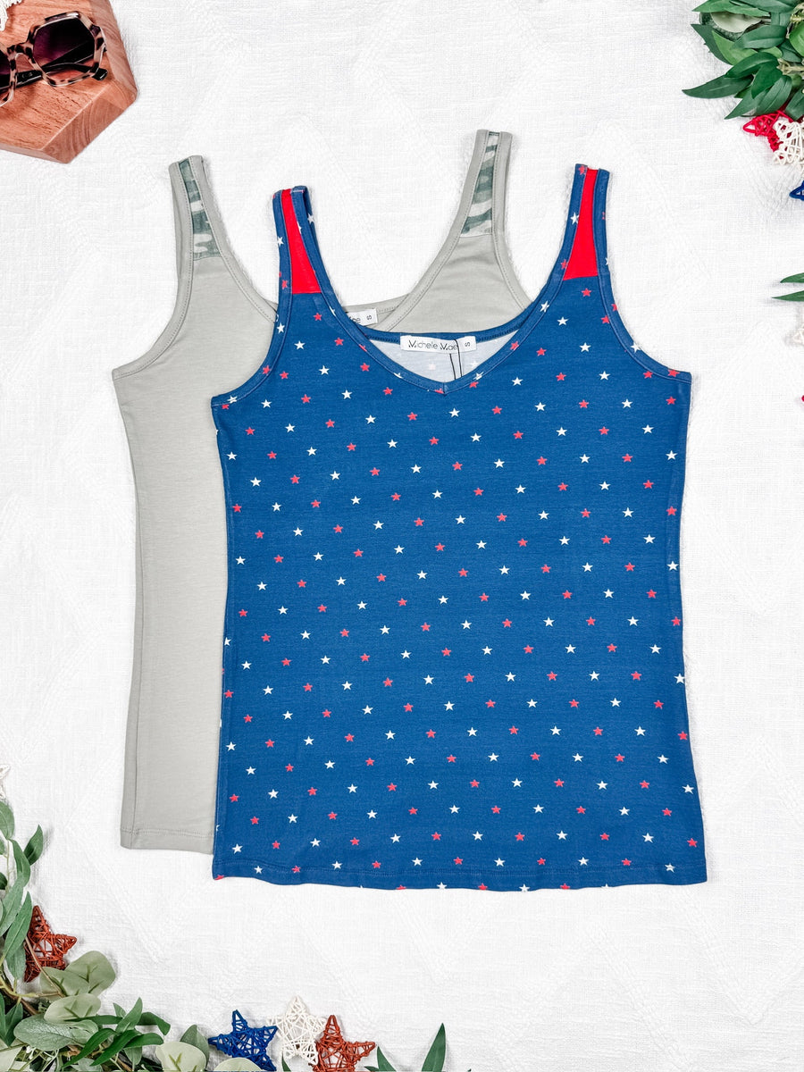 WAREHOUSE Poppy Tank - Olive and Camo