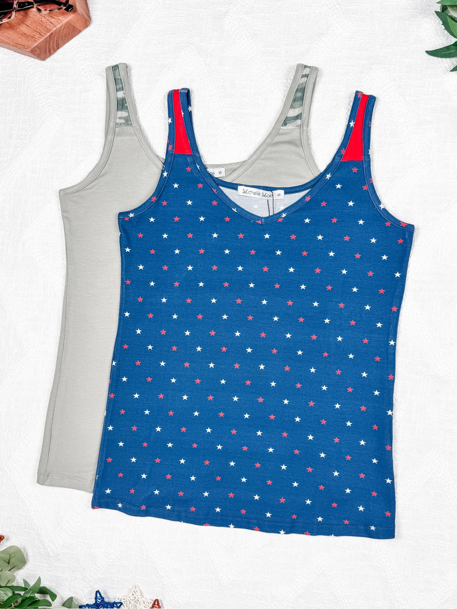 WAREHOUSE Poppy Tank - Olive and Camo