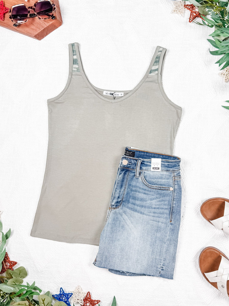 WAREHOUSE Poppy Tank - Olive and Camo