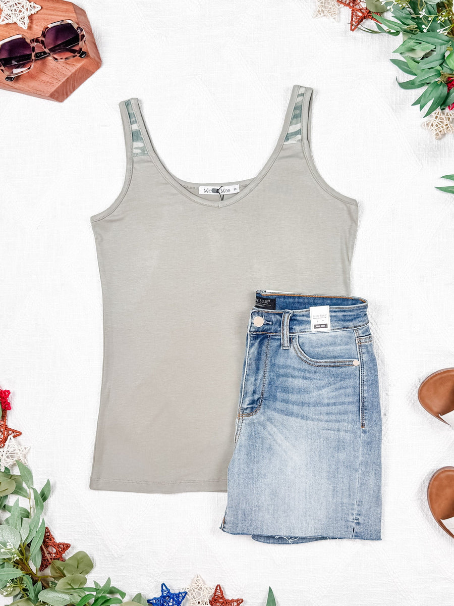 WAREHOUSE Poppy Tank - Olive and Camo