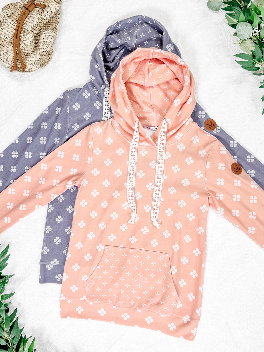 WAREHOUSE Hailey Pullover Hoodie - Coral Floral