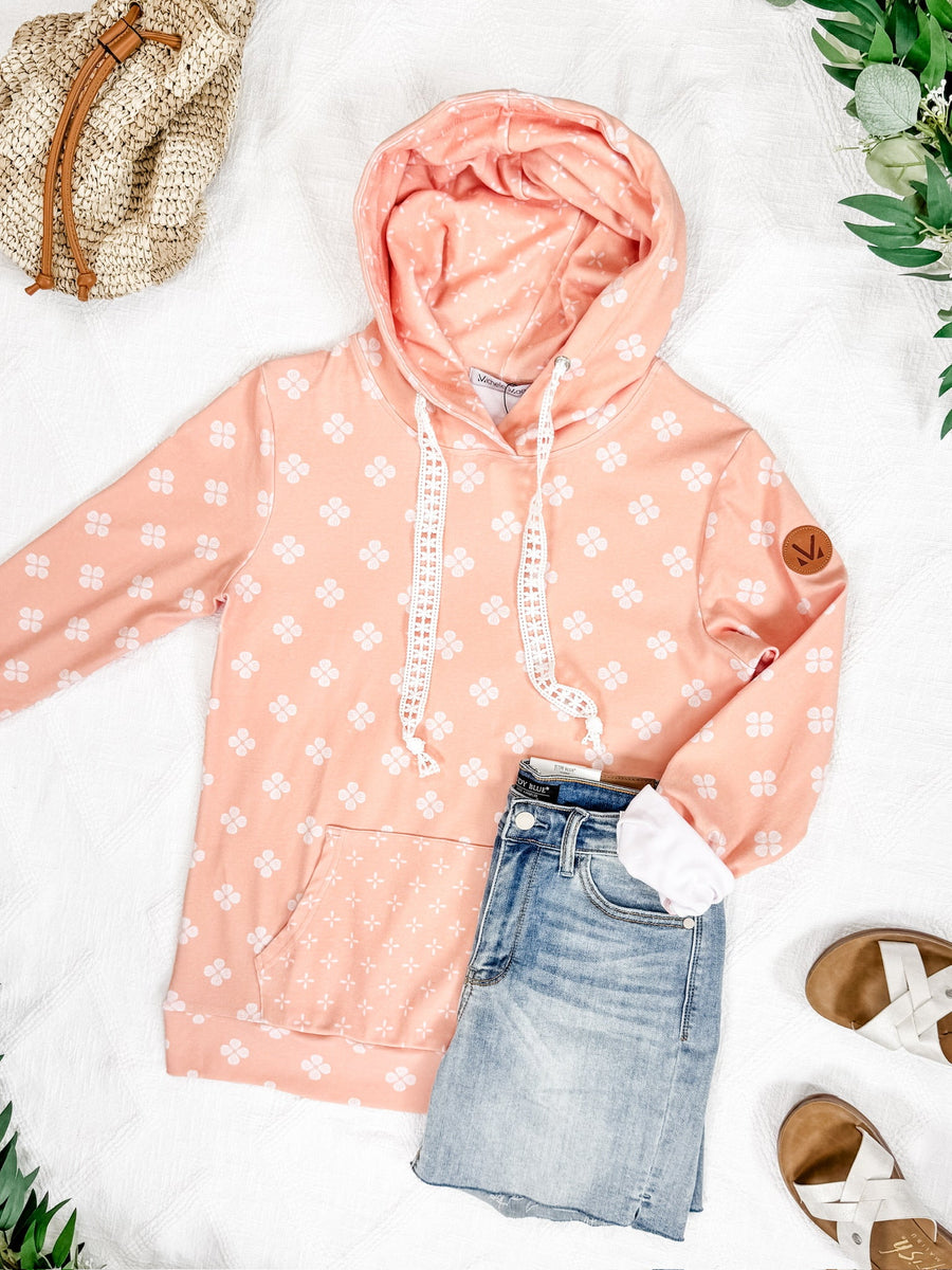 WAREHOUSE Hailey Pullover Hoodie - Coral Floral