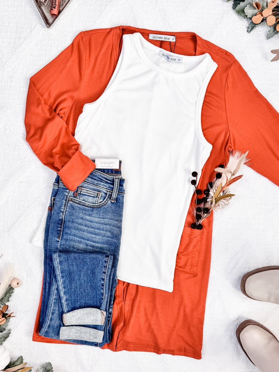 WAREHOUSE Classic Cardigan - Pumpkin FINAL SALE