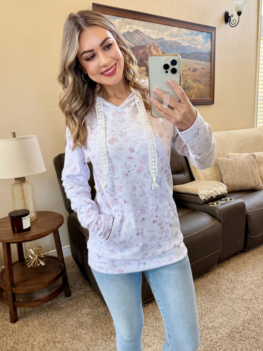 WAREHOUSE Hailey Pullover Hoodie - Blush Floral