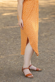 WAREHOUSE Reagan Ribbed Midi Dress - Pumpkin Floral