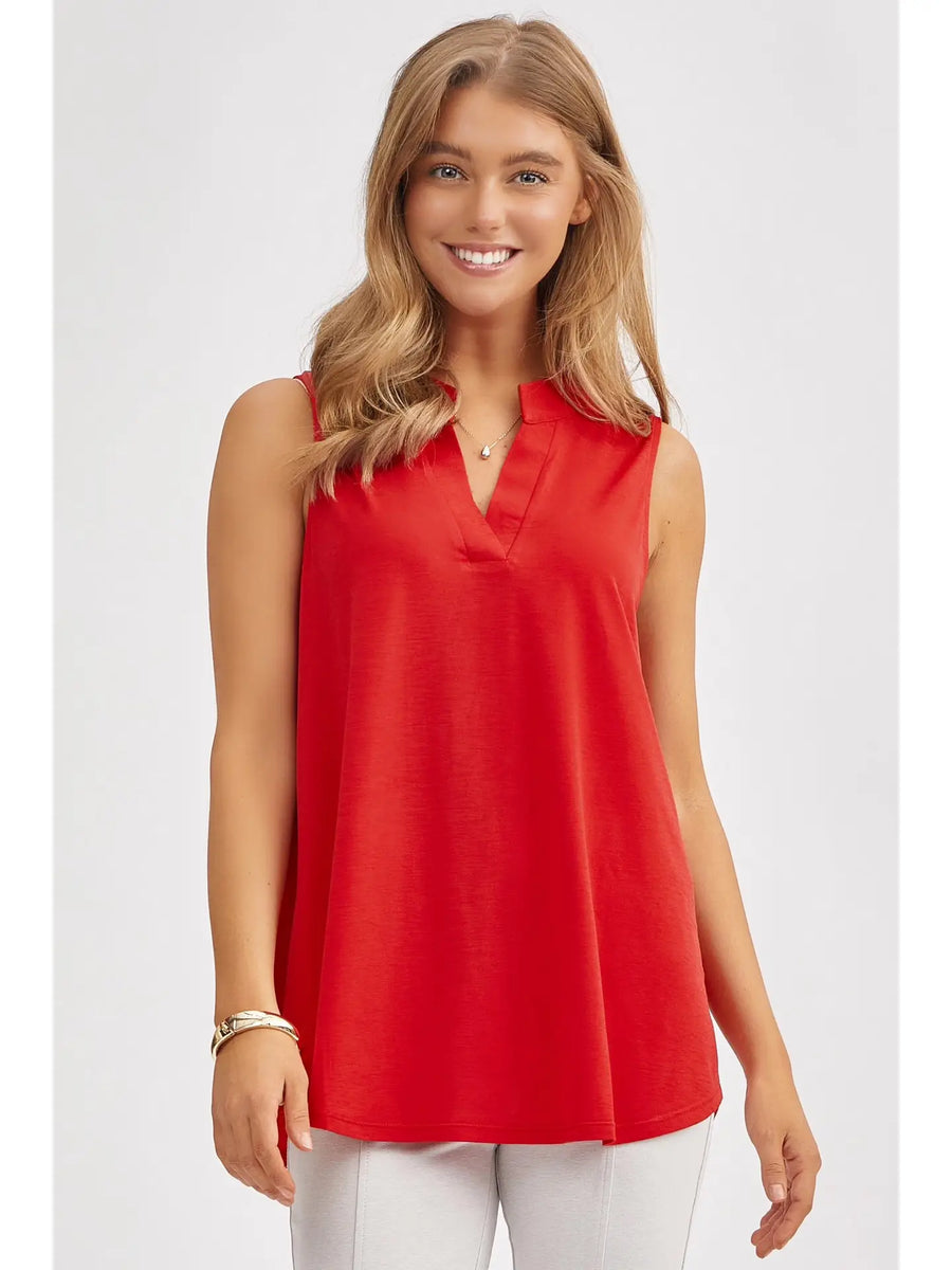 Solid Lizzy Tank Top- Red