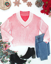 WAREHOUSE ONLY Candy Cane V-Neck Pullover