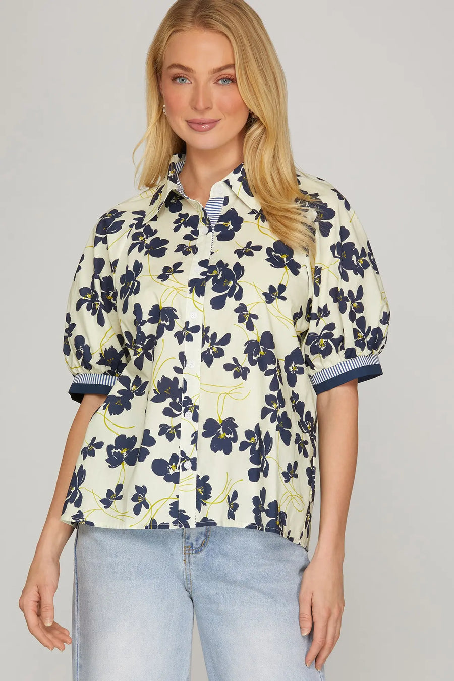 Coco Cabana Button Down- Navy