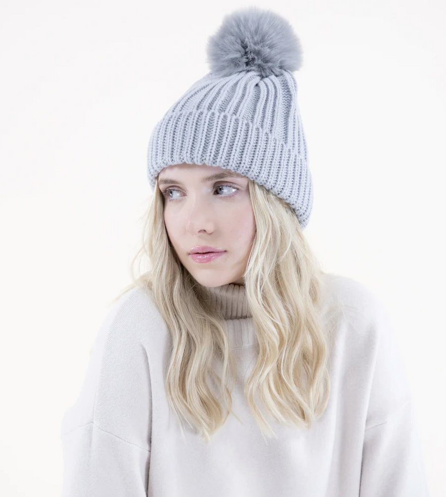 Ribbed Pom Beanie