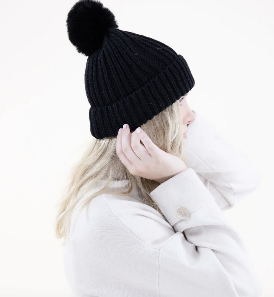 Ribbed Pom Beanie