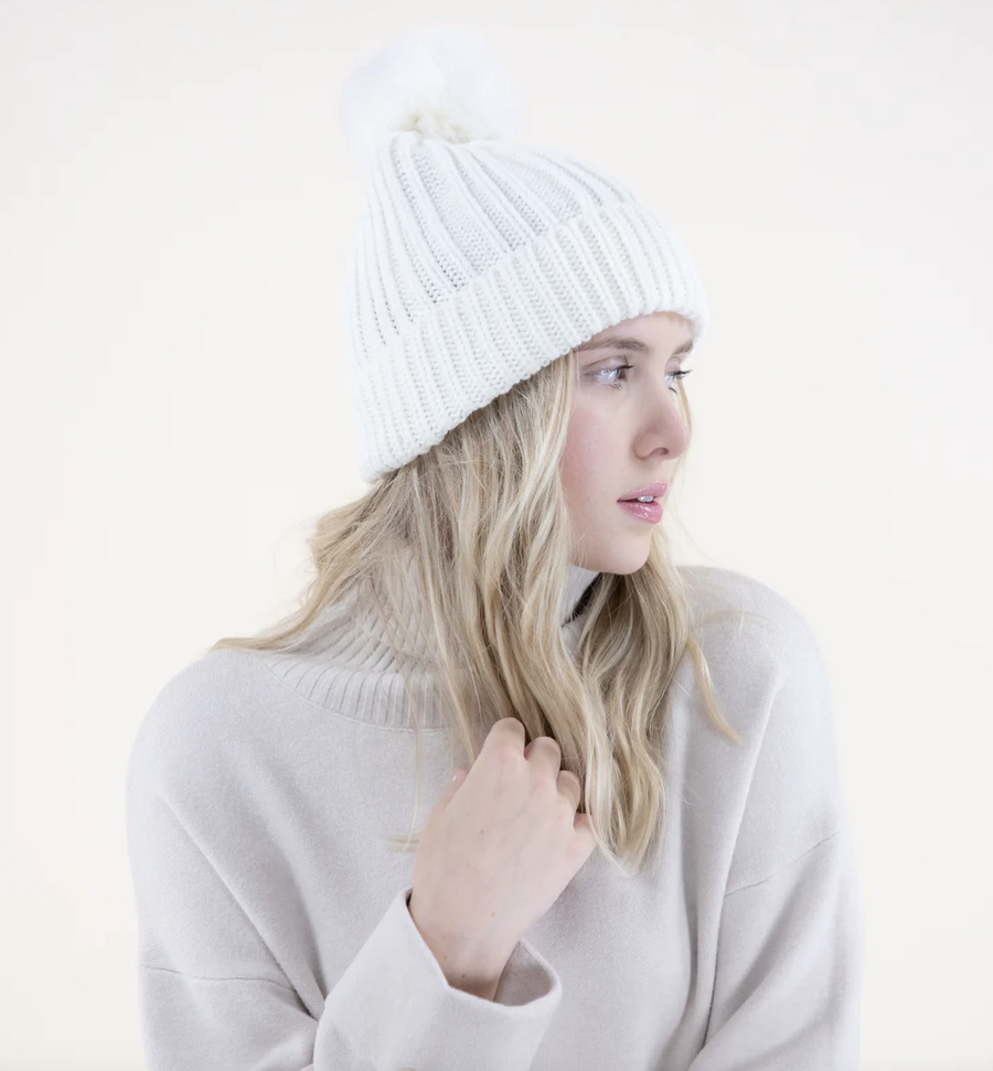 Ribbed Pom Beanie