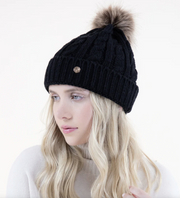 Cable Knit Beanie with Pom