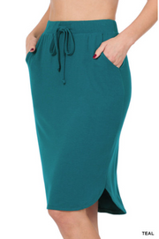 Tie Waist Skirt with Pockets- Teal