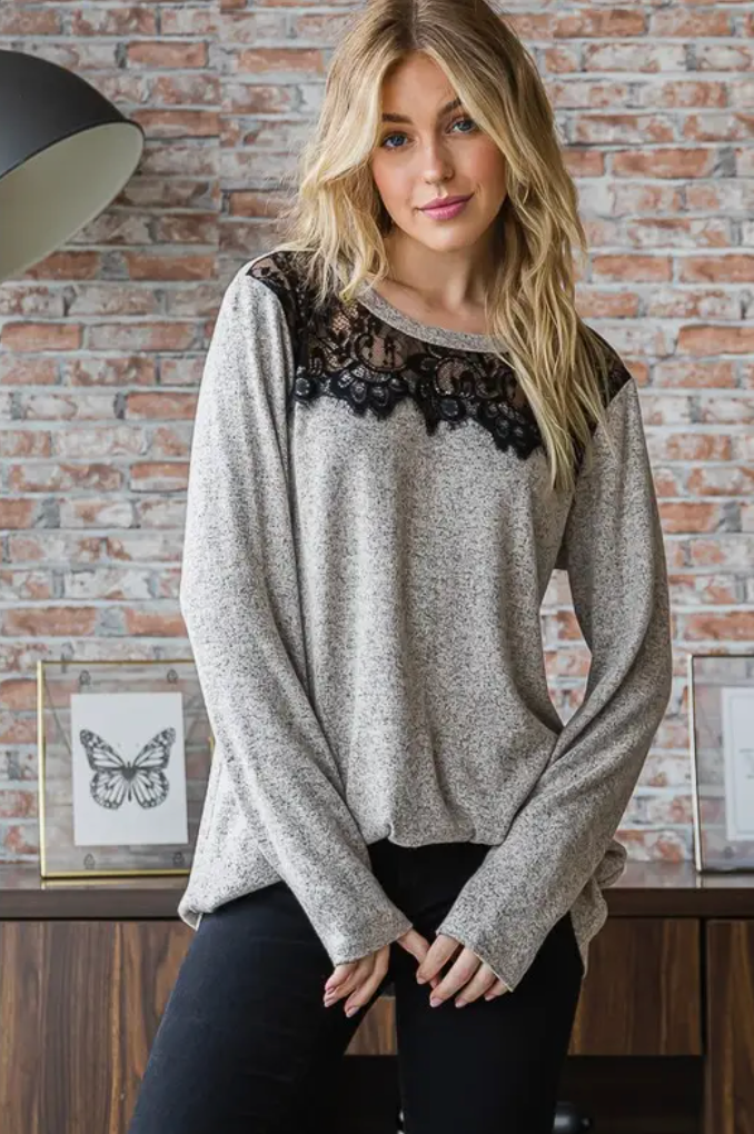 Lace Sweater- Oatmeal & Black