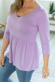 Sarah Ruffle 3/4 Sleeve Length Top - Lavender