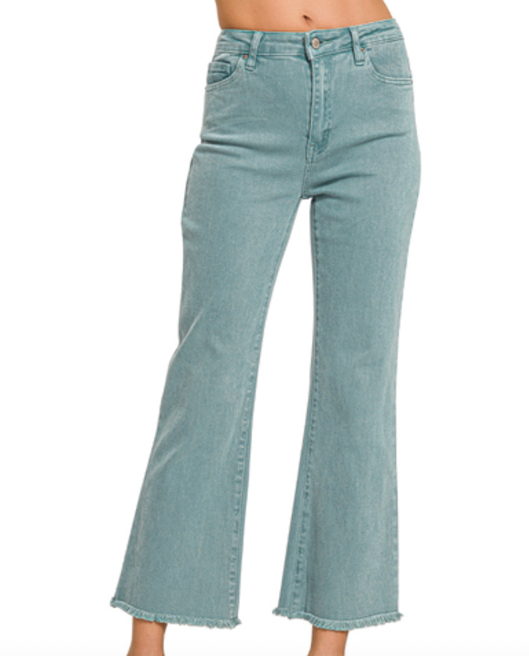 Acid Washed Bootcut Jeans- Teal