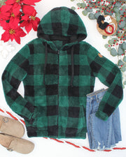 WAREHOUSE ONLY Sherpa Fullzip Hoodie - Evergreen Plaid