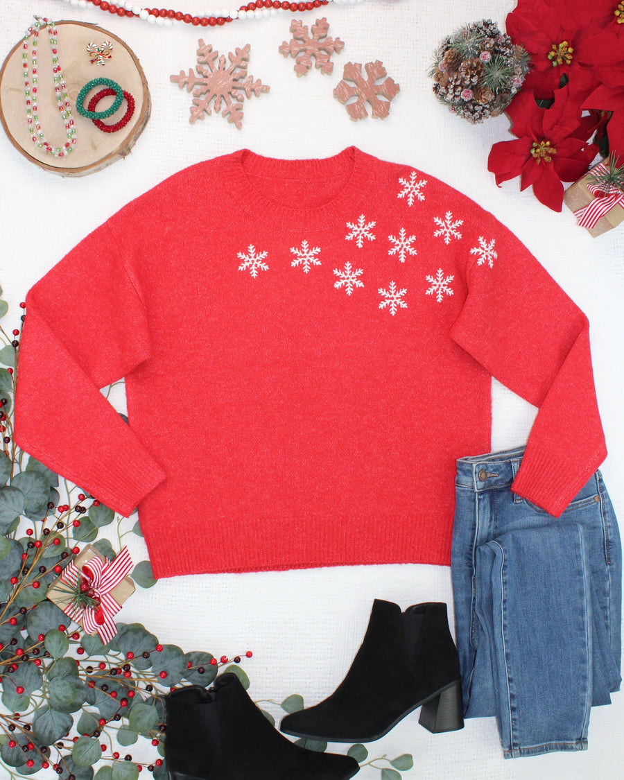 WAREHOUSE ONLY Winter Snowflake Sweater - Red