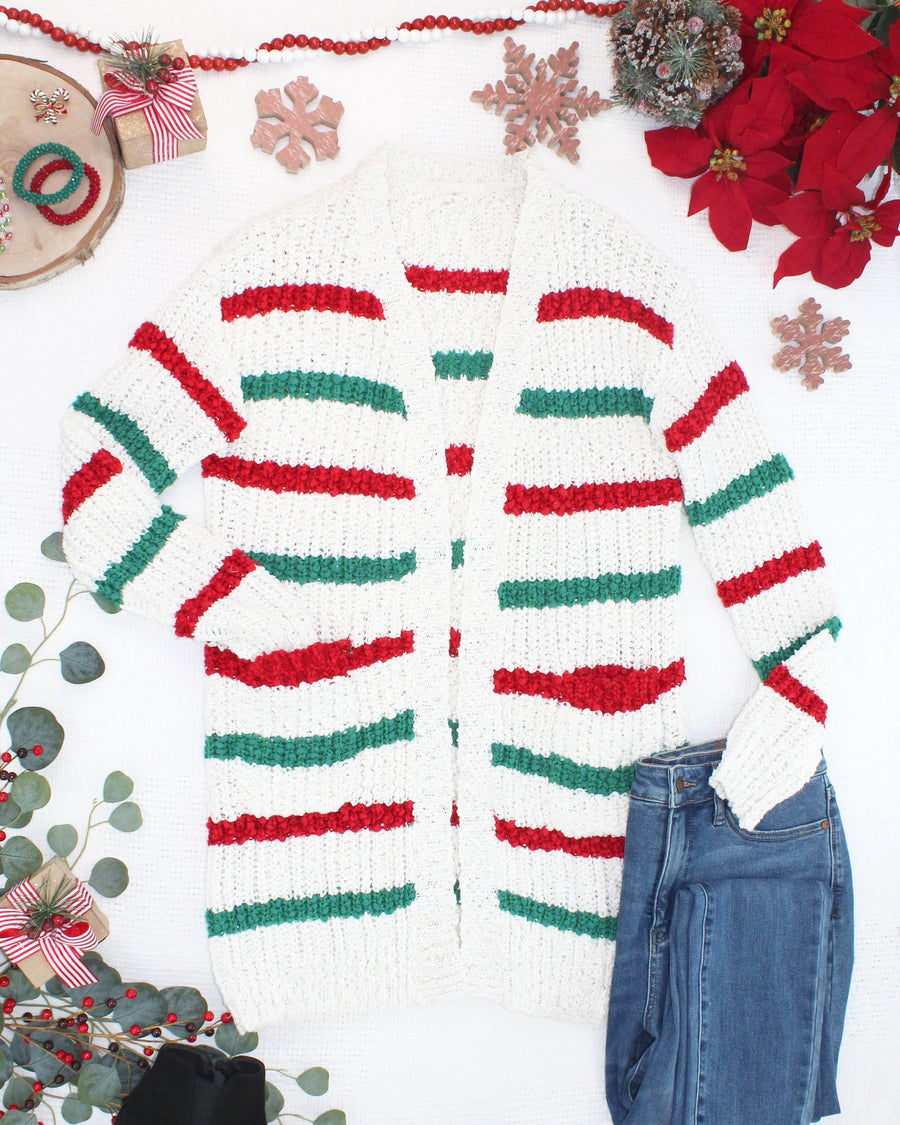 WAREHOUSE ONLY Christmas Striped Cardigan
