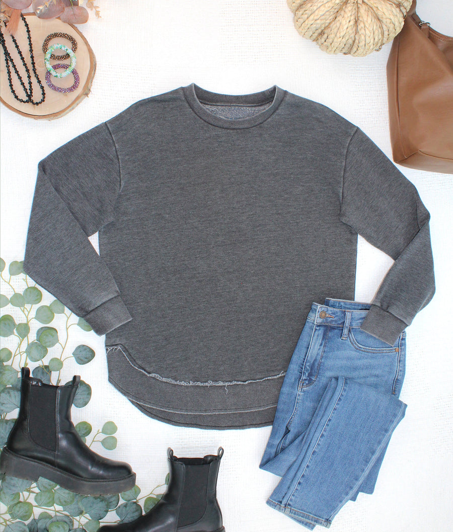 WAREHOUSE ONLY Vintage Wash Pullover - Black