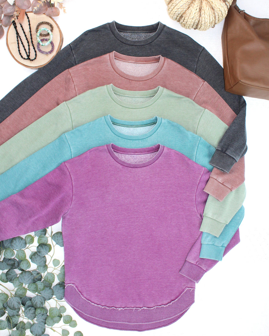 WAREHOUSE ONLY Vintage Wash Pullover - Brown