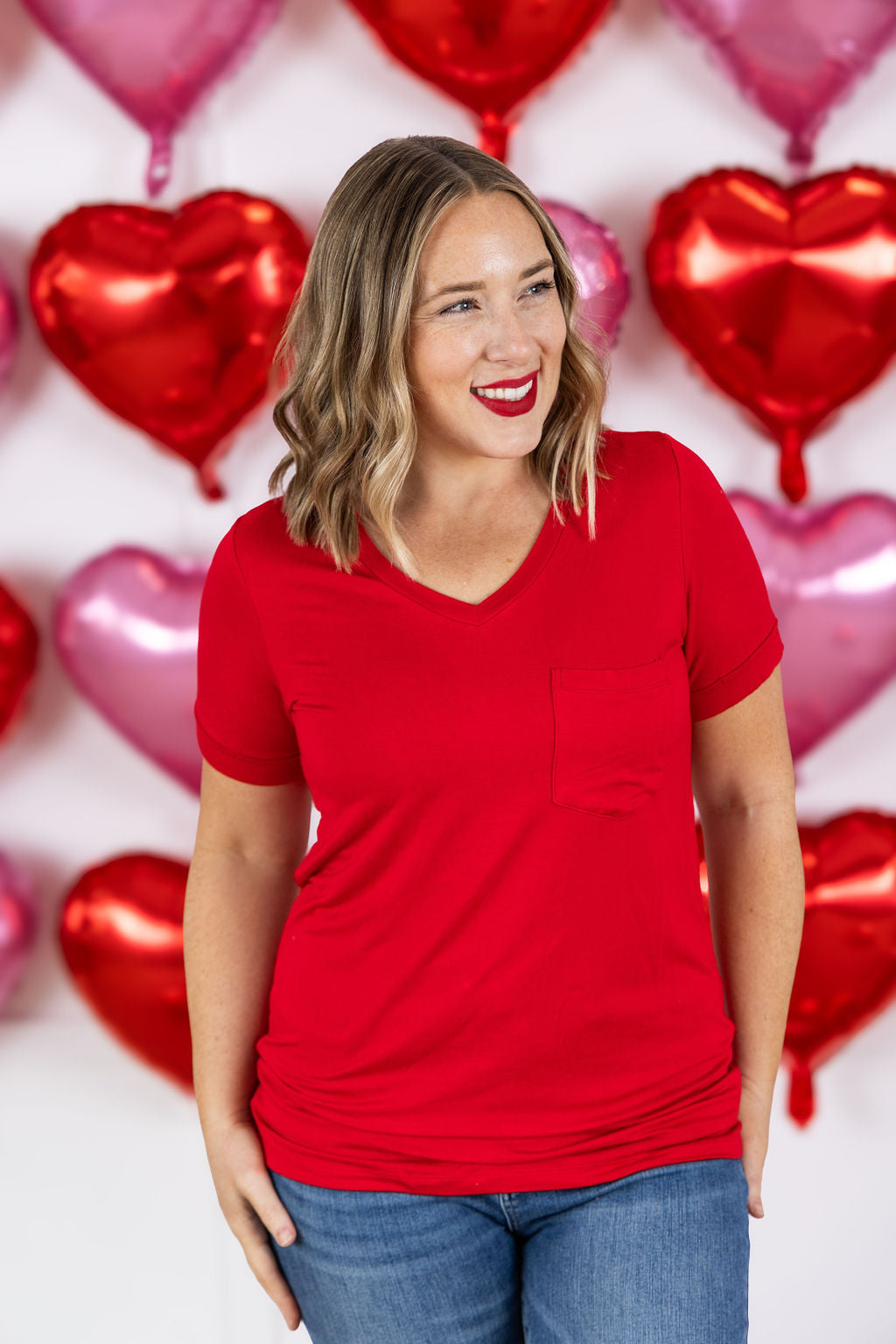 WAREHOUSE Sophie Pocket Tee - Red