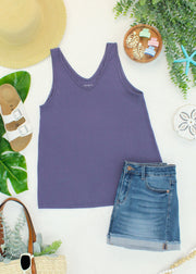 WAREHOUSE ONLY Vera V Neck Tank - Slate Purple FINAL SALE