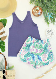 WAREHOUSE ONLY Vera V Neck Tank - Slate Purple FINAL SALE
