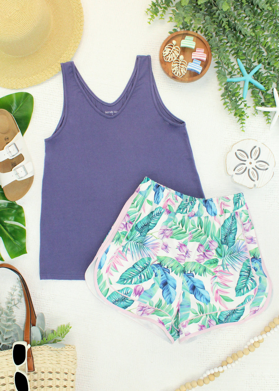 WAREHOUSE ONLY Vera V Neck Tank - Slate Purple FINAL SALE