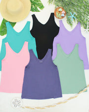 WAREHOUSE ONLY Vera V Neck Tank - Slate Purple FINAL SALE