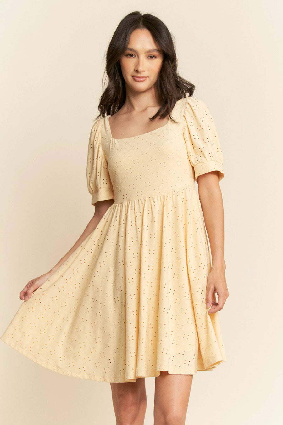Eyelet Babydoll- Butter Yellow