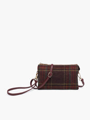 Riley Plaid Crossbody/Wristlet: Gray/Black
