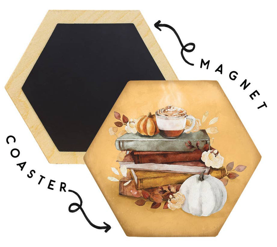 Fall Books Coffee Coasters
